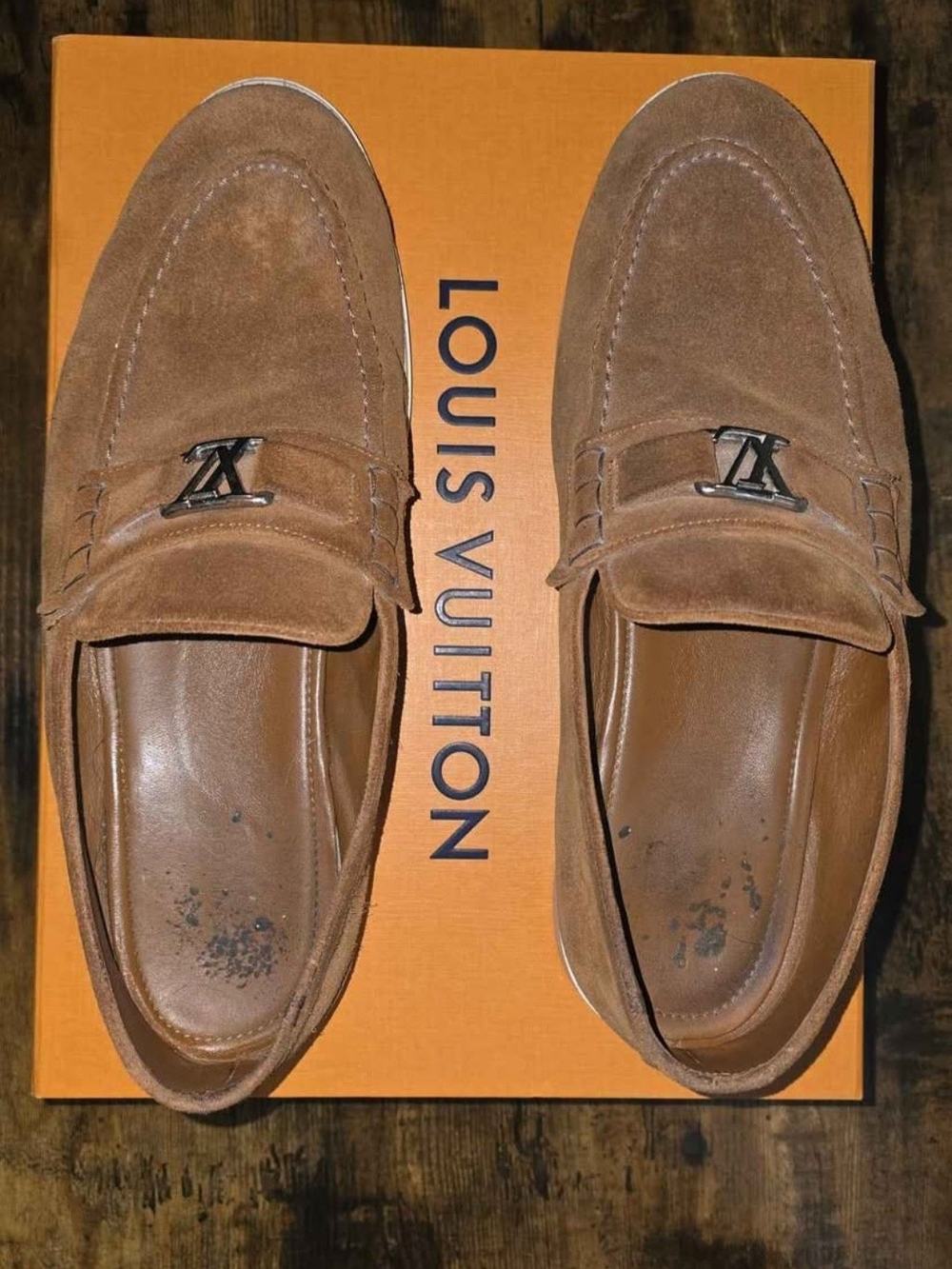 Louis Vuitton Men’s Brown Suede Loafers with LV Monogram